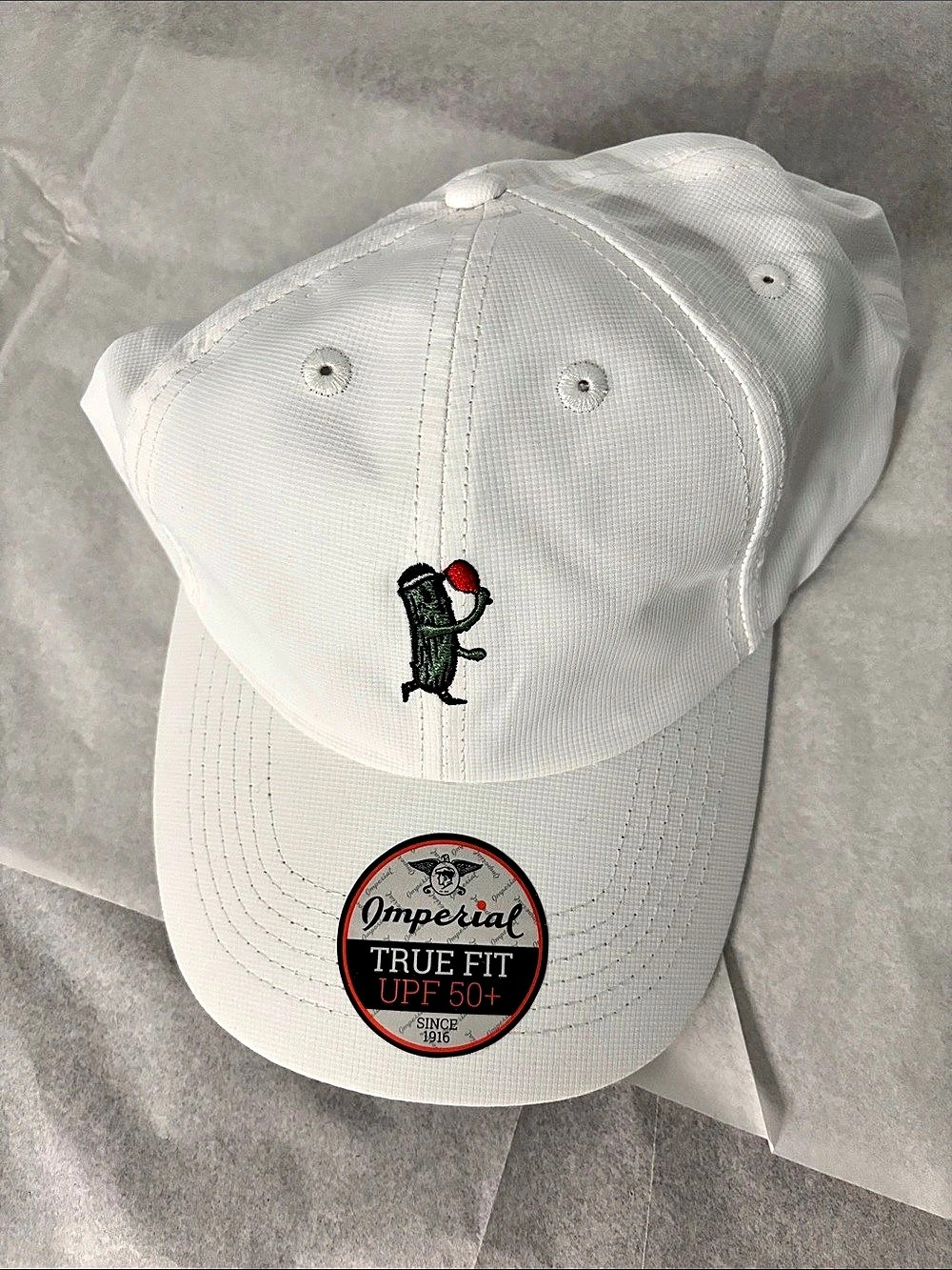 Imperial Pickle Man - Pickleball Performance Cap White & Gray(The item look like